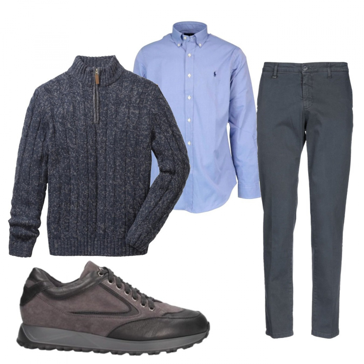 Outfit uomo - Casual #23046. Stile Casual per Tutti i giorni. Abbinamento con maglieria, pantaloni, sneakers, camicie.