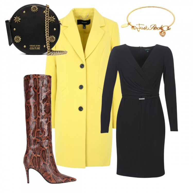 Outfit donna - Stivali animalier. Stile Chic per Serata fuori. Abbinamento con cappotti, stivali sopra il ginocchio, braccialetti, vestiti corti, clutch.