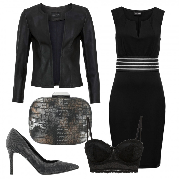 Outfit donna - Chic #42822. Stile Chic per Serata fuori. Abbinamento con reggiseni a balconcino, vestiti, giacche, décolleté, borse a mano.