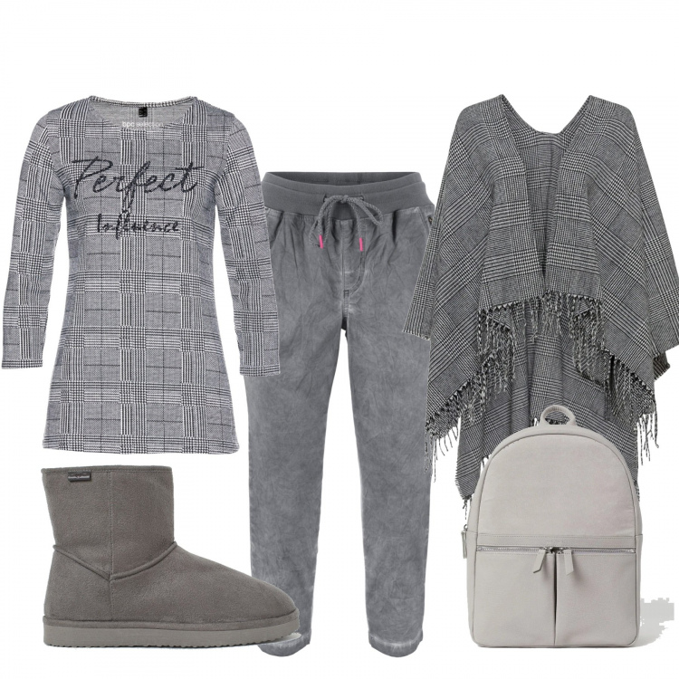 Outfit donna - Basic #42026. Stile Basic per Tutti i giorni. Abbinamento con pantaloni capri, cappotti, pullovers, stivaletti, zaini.
