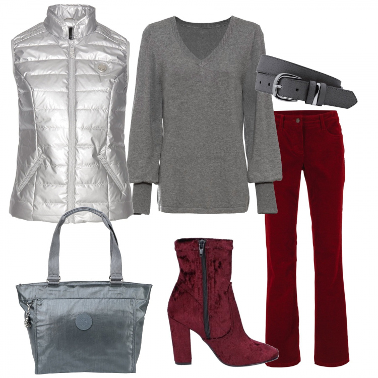 Outfit donna - Focus basic #Curvy. Stile Basic per Ufficio. Abbinamento con pantaloni, cinture, maglieria, gilet, borse a mano, stivaletti.