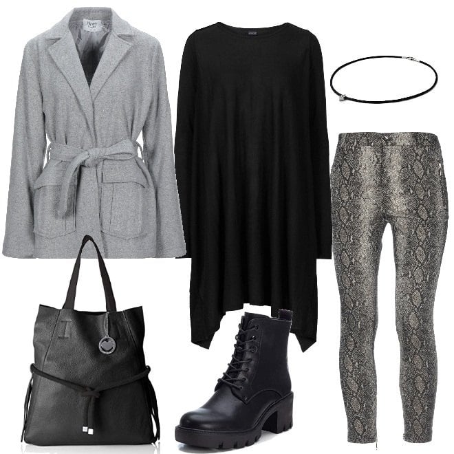 Outfit donna - Urban #29396. Stile Urban per Tutti i giorni. Abbinamento con blazer, pantaloni, maglieria, borse a spalla, stivaletti, collane.