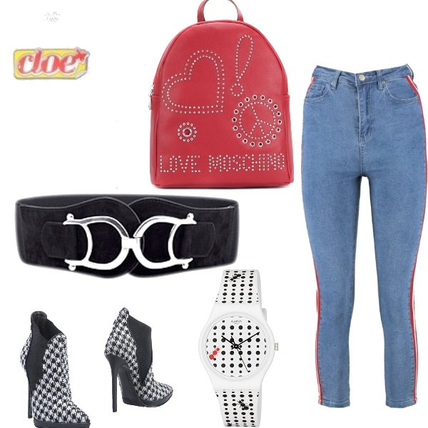 Outfit donna - Anni 90\'. Stile Basic per Tutti i giorni. Abbinamento con cinture, stiletti chelsea.