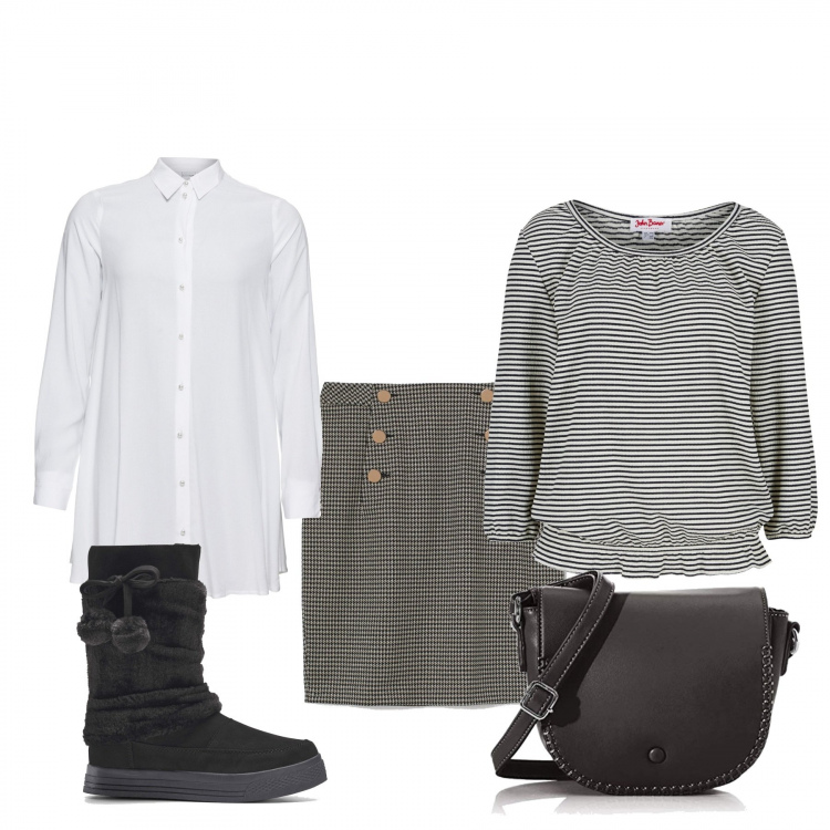 Outfit donna - Basic #42295. Stile Basic per Tutti i giorni. Abbinamento con camicie, stivali, pullovers, gonne longuette, borse a tracolla.