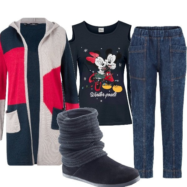 Outfit donna - Brrr giornate più fredde. Stile Basic per Tutti i giorni. Abbinamento con stivali, cardigans, maglieria, pantaloni.