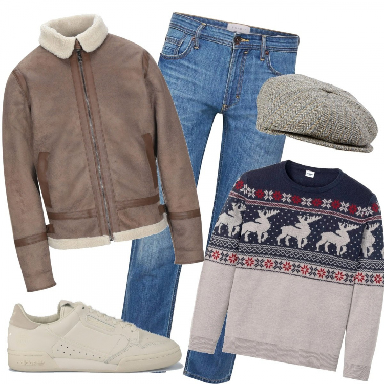 Outfit uomo - Felix. Stile Trendy per Tutti i giorni. Abbinamento con maglieria, cappotti, jeans dritti, cappelli, sneakers.