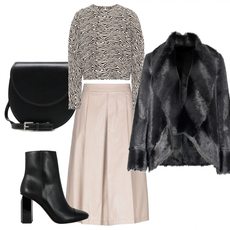 Outfit donna - Trendy #79197. Stile Trendy per Serata fuori. Abbinamento con gonne longuette, cappotti, borse a tracolla, pullovers, stivaletti.