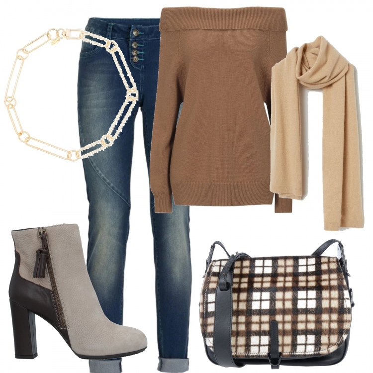 Outfit donna - Stivaletti Hogan. Stile Basic per Tutti i giorni. Abbinamento con jeans boyfriend, pullovers, stivaletti, borse a tracolla, collane, sciarpe.