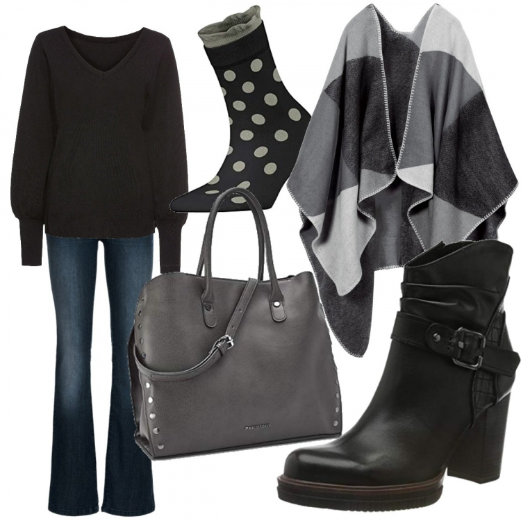 Outfit donna - Socks. Stile Urban per Ufficio. Abbinamento con maglieria, jeans bootcut, cappotti, stivaletti chelsea, borse a mano, calzini.