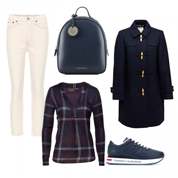 Outfit donna - Casual in città. Abbinamento con tuniche, sneakers, blazer, pantaloni skinny, zaini.