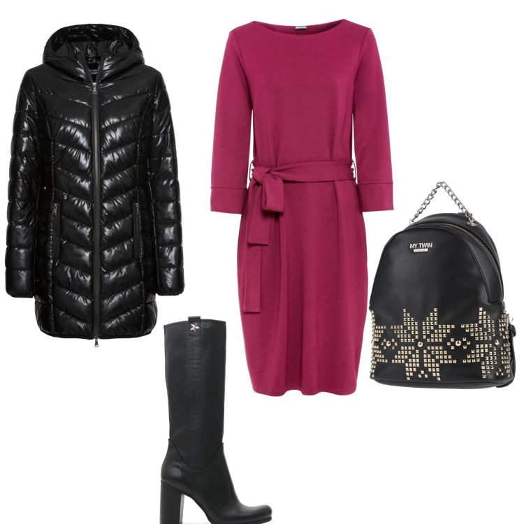 Outfit donna - Urban #29849. Stile Urban per Ufficio. Abbinamento con zaini, giacche, vestiti, stivali.