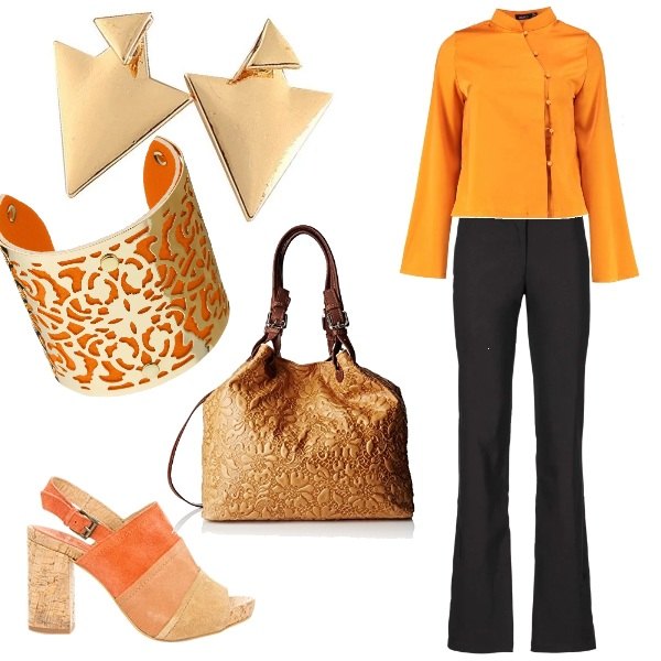 Outfit donna - Trendy #6683. Stile Trendy per Tutti i giorni. Abbinamento con pantaloni, orecchini oro.