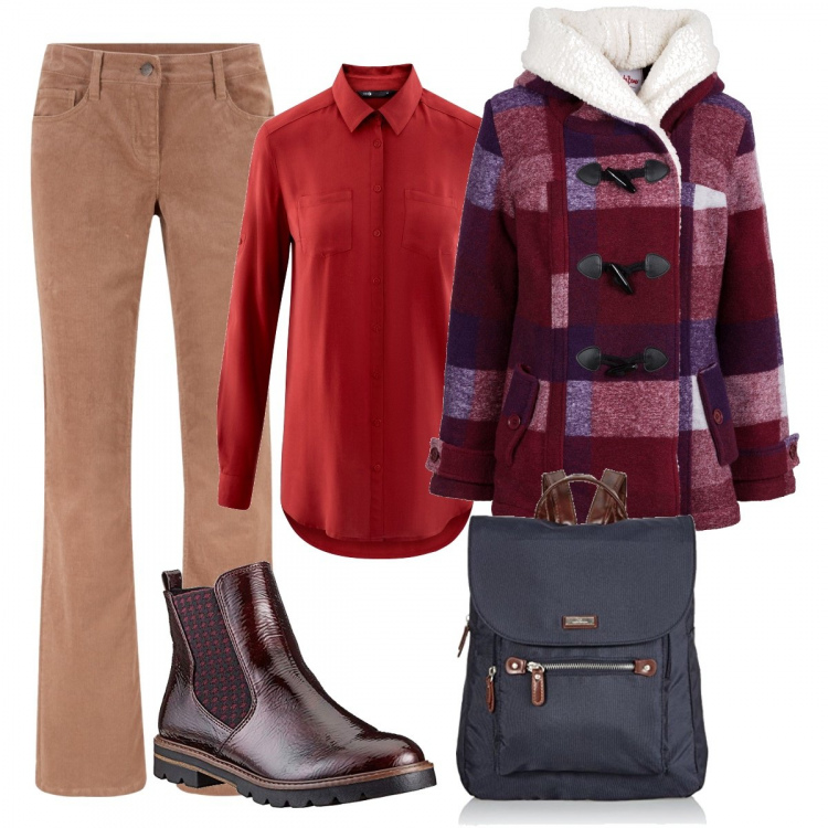 Outfit donna - Urban #33491. Stile Urban per Tutti i giorni. Abbinamento con pantaloni, blazer, stivaletti chelsea, zaini, camicie.
