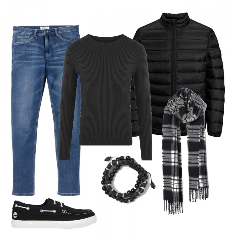 Outfit uomo - Mocassini Neri. Stile Casual per Tutti i giorni. Abbinamento con jeans, scarpe stringate, maglioni, sciarpe, braccialetti, giacche.