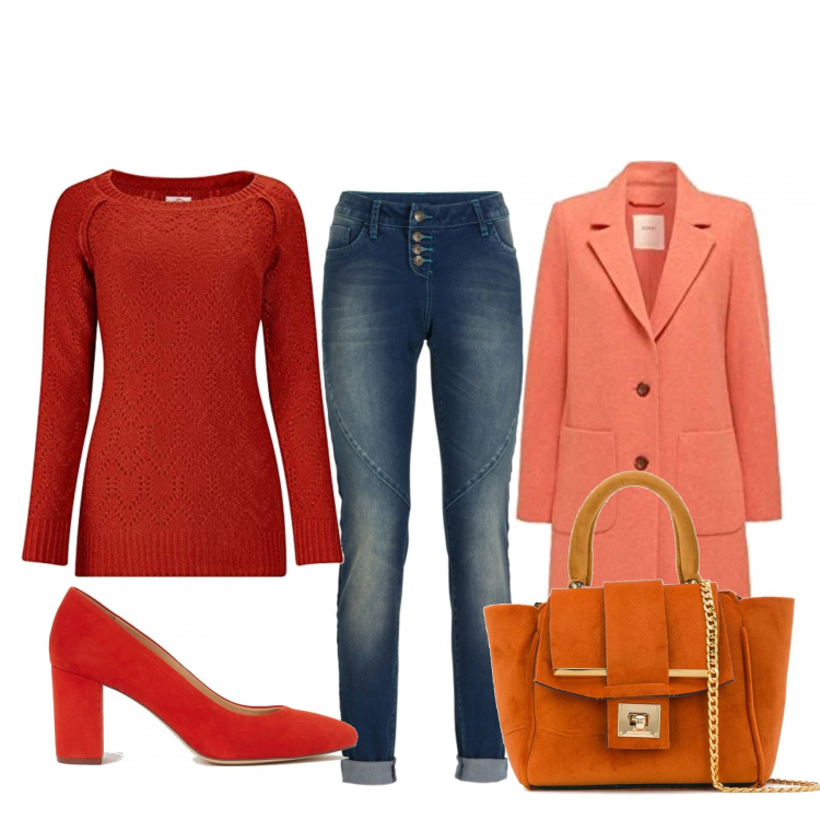 Outfit donna - Trendy #80878. Stile Trendy per Tutti i giorni. Abbinamento con jeans boyfriend, borse tote, maglioni, cappotti, décolleté.