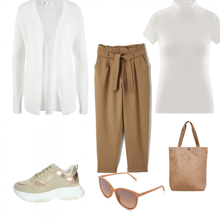 Outfit donna - Basic #43040. Stile Basic per Tutti i giorni. Abbinamento con sneakers, pantaloni, borse a spalla, cardigans, occhiali da sole, maglioni.