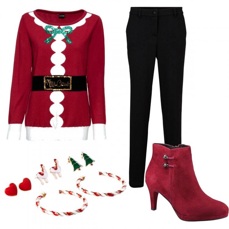 Outfit donna - Babba Natala. Stile Trendy per Tutti i giorni. Abbinamento con costumi interi, maglieria, pantaloni, stivaletti.