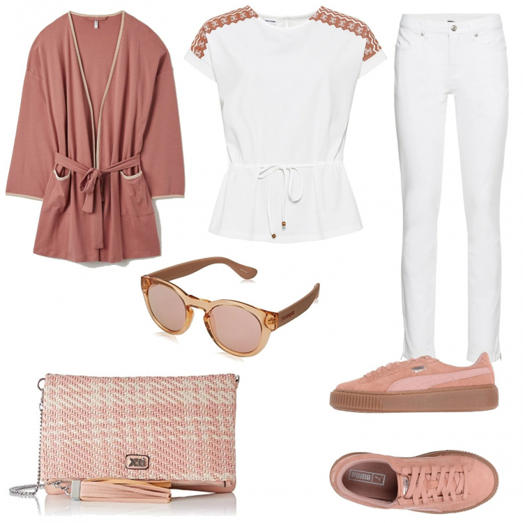 Outfit donna - Bon Ton #33064. Stile Bon Ton per Tutti i giorni. Abbinamento con jeans skinny, pullovers, sneakers, vestiti, borse a tracolla, occhiali da sole.