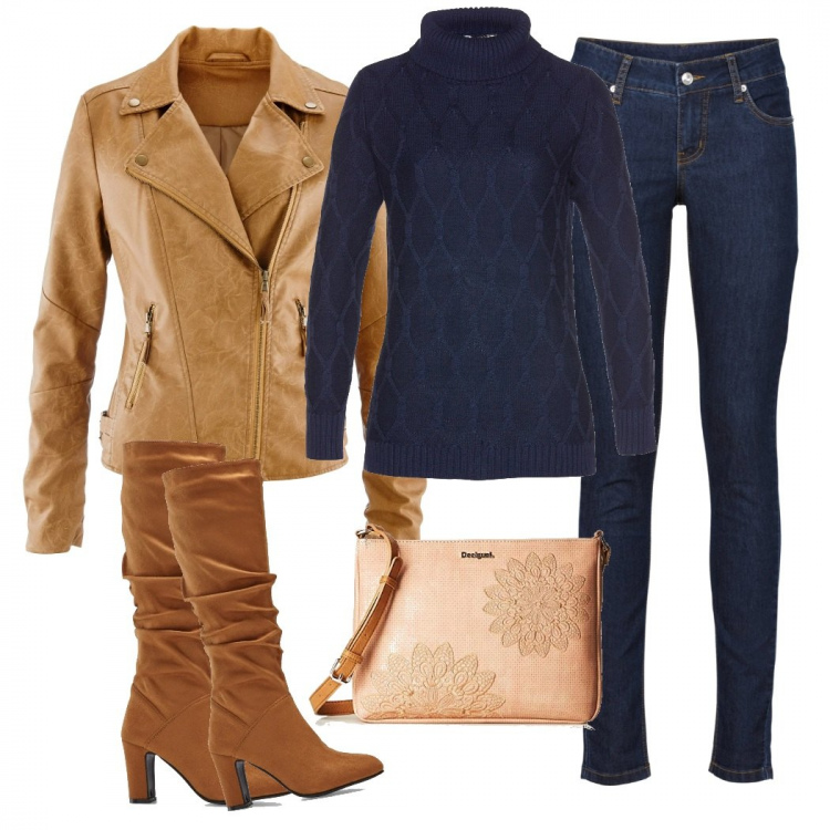 Outfit donna - Basic #43234. Stile Basic per Tutti i giorni. Abbinamento con jeans skinny, maglioni, stivali, blazer, borse a tracolla.