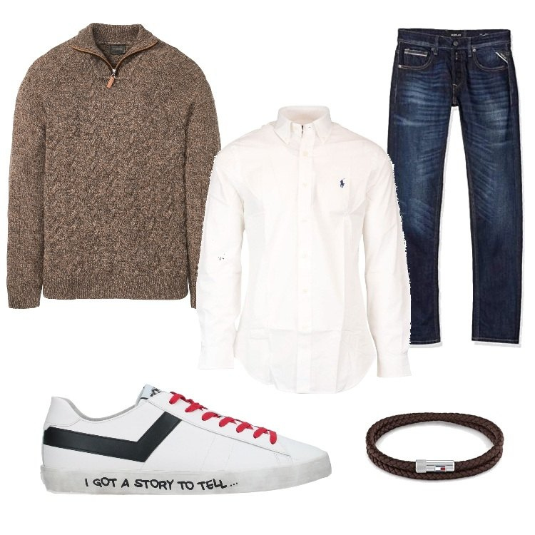 Outfit uomo - Replay Autunnale!. Stile Casual per Tutti i giorni. Abbinamento con maglieria, sneakers, jeans dritti, braccialetti, camicie.