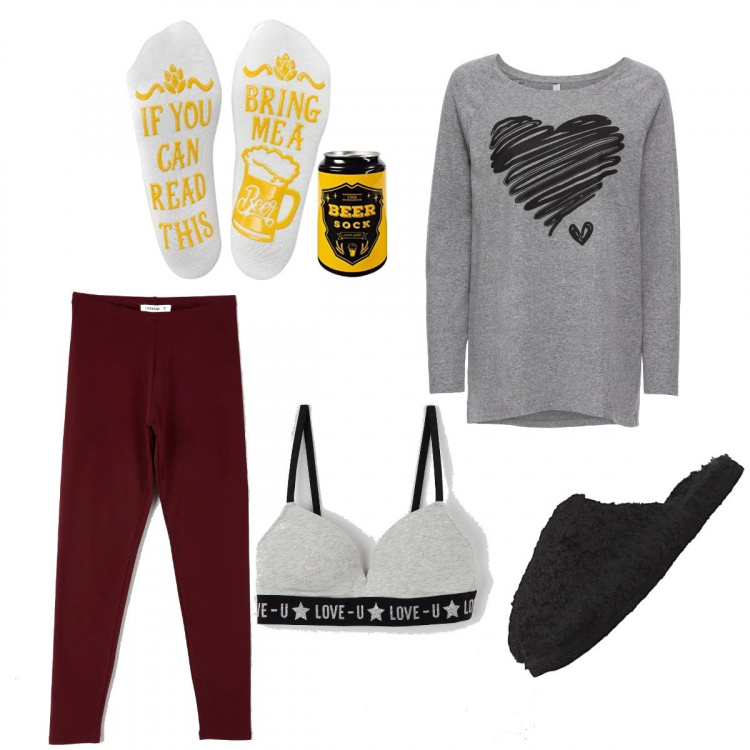 Outfit donna - #relaxdomestico#. Stile Basic per Tutti i giorni. Abbinamento con maglieria, leggings, reggiseni, calzini, ciabatte.
