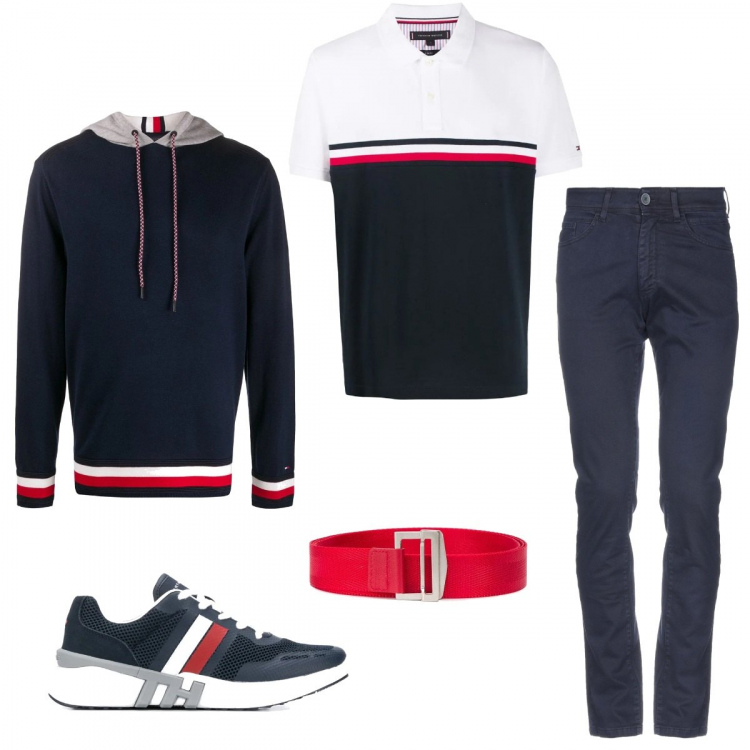 Outfit uomo - Offerte di Novembre: Tommy Hilfiger. Stile Trendy per Tutti i giorni. Abbinamento con felpe con cappuccio, sneakers, cinture, polo, pantaloni.