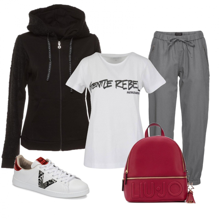 Outfit donna - Gentle rebel. Stile Urban per Tutti i giorni. Abbinamento con pantaloni, felpe, sneakers, zaini, t-shirt.