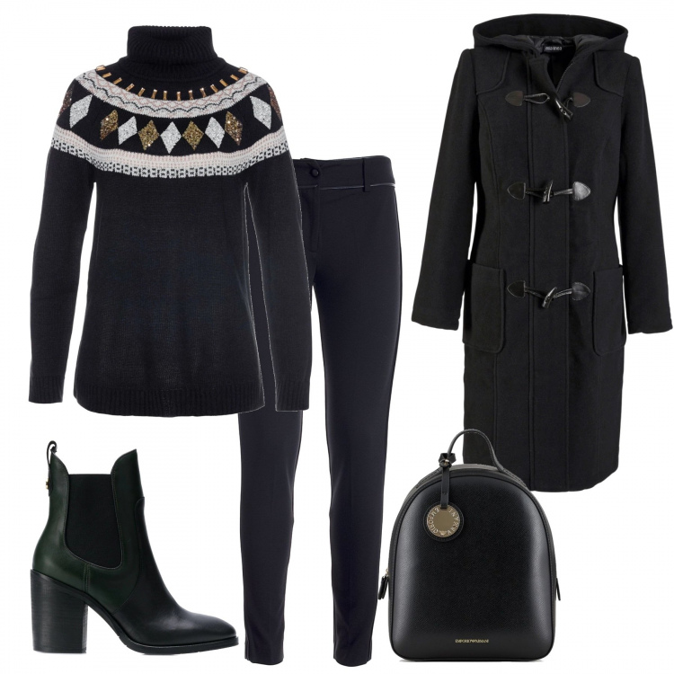 Outfit donna - Urban #30551. Stile Urban per Tutti i giorni. Abbinamento con montgomery, maglioni, pantaloni skinny, stivaletti, zaini.