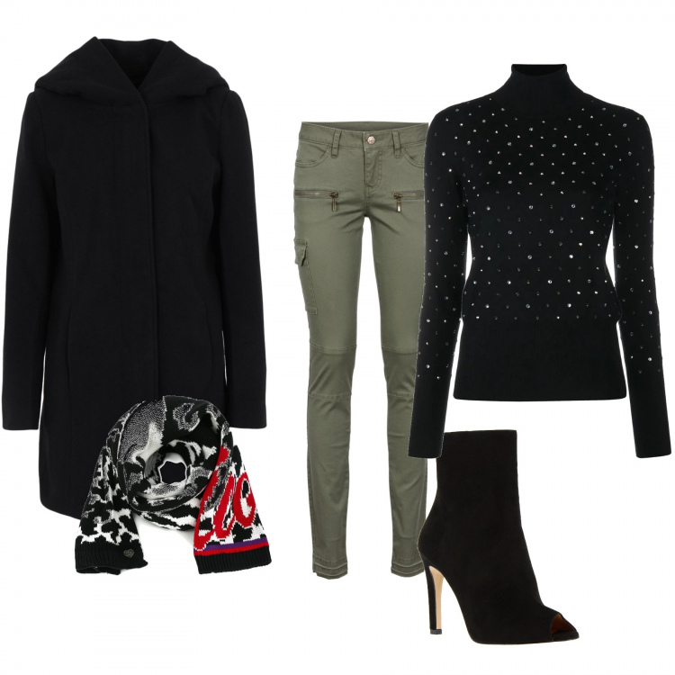Outfit donna - Basic #43439. Stile Basic per Tutti i giorni. Abbinamento con pantaloni cargo, cappotti, sciarpe, stivaletti, maglioni.