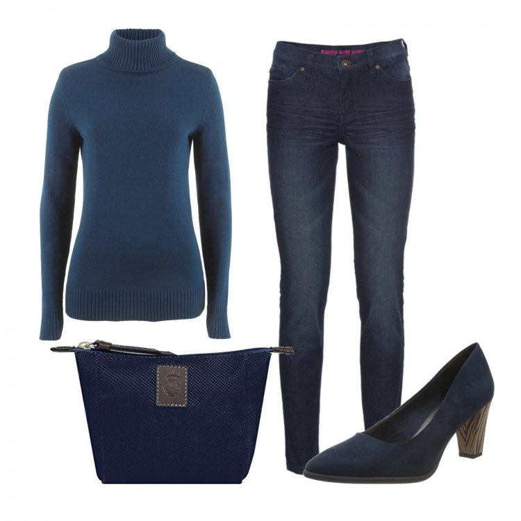 Outfit donna - Super low cost. Stile Basic per Ufficio. Abbinamento con jeans skinny, blazer, scarpe col tacco, borse tote.