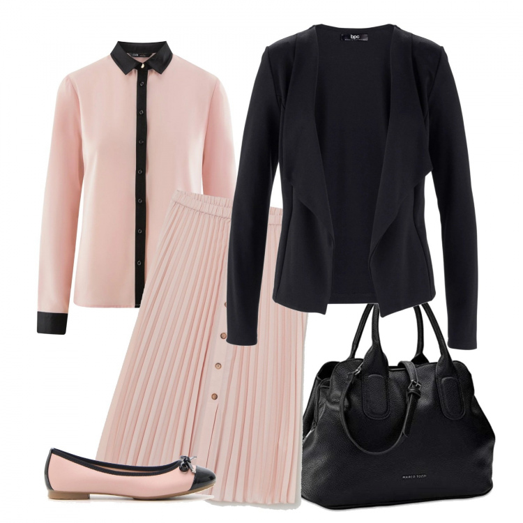 Outfit donna - Rientro in ufficio. Stile Bon Ton per Ufficio. Abbinamento con blazer, camicie, borse a mano, gonne, ballerine.