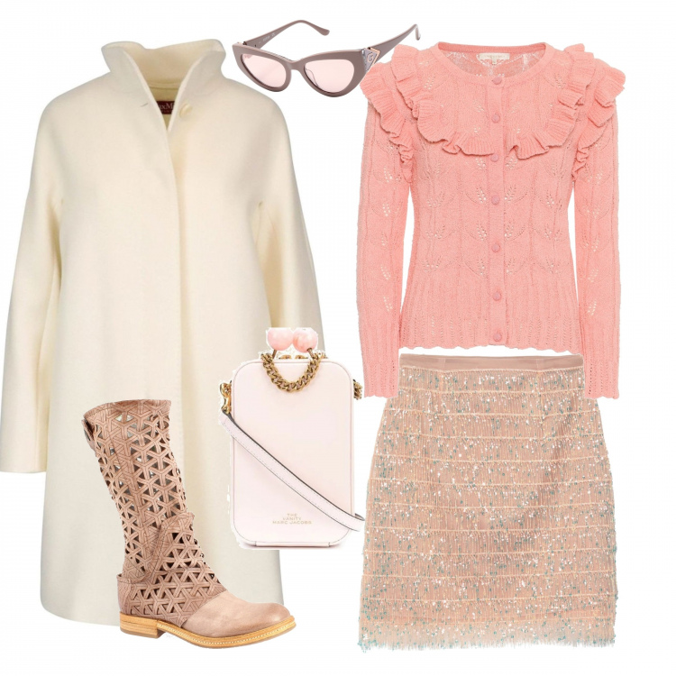 Outfit donna - Novembre in delicatezza. Stile Trendy per Serata fuori. Abbinamento con occhiali da sole, gonne longuette, stivali, borse a tracolla, cardigans, cappotti.