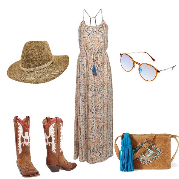 Outfit donna - Il texano nello stile #BohoChic 1. Stile Etnico per Tutti i giorni. Abbinamento con pochette contrasto in denim.