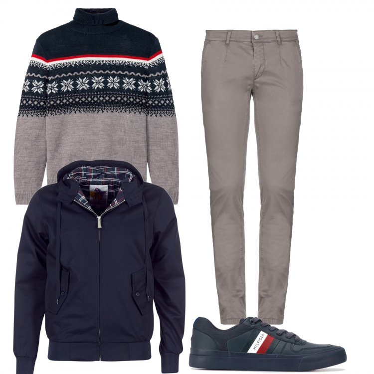 Outfit uomo - Casual #23960. Stile Casual per Tutti i giorni. Abbinamento con maglieria, pantaloni, giacche, sneakers.