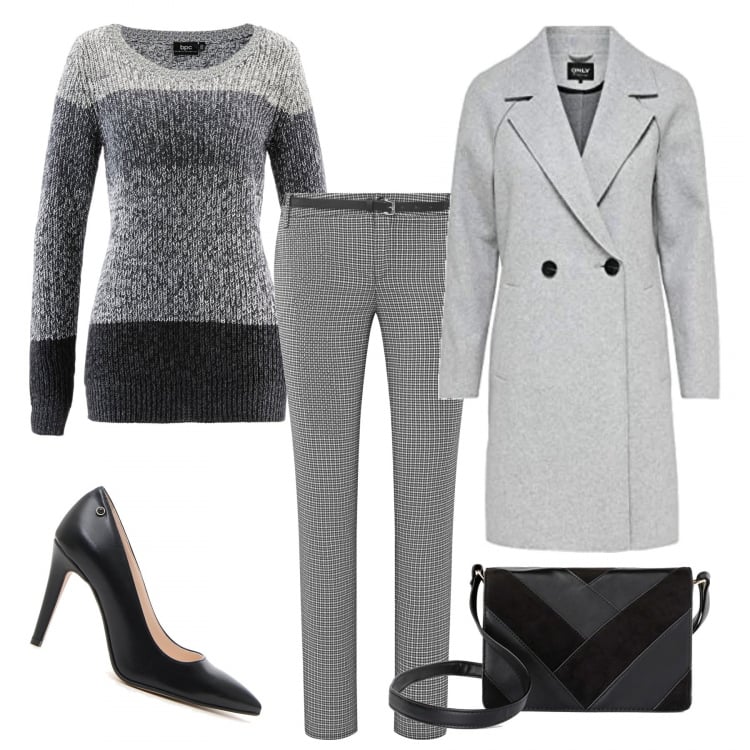 Outfit donna - Trendy #83742. Stile Trendy per Tutti i giorni. Abbinamento con maglieria, vestiti, pantaloni, cappotti, décolleté.