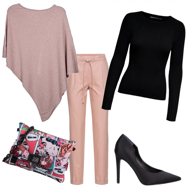 Outfit donna - Crazy outfit. Stile Trendy per Tutti i giorni. Abbinamento con pantaloni, borse a mano, décolleté, maglioni, cappotti.