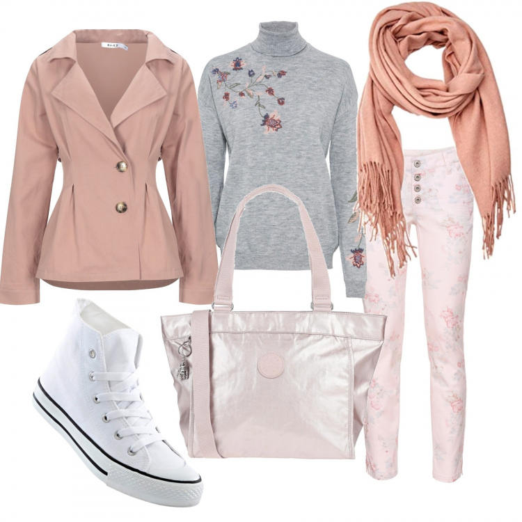 Outfit donna - Shopper Kipling. Stile Bon Ton per Tutti i giorni. Abbinamento con pantaloni, pantaloni, sneakers alte, blazer, borse a mano, sciarpe.
