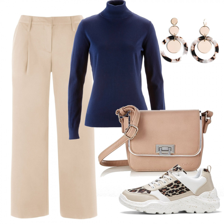 Outfit donna - Urban #31375. Stile Urban per Tutti i giorni. Abbinamento con maglieria, pantaloni capri, sneakers, orecchini, borse a secchiello.