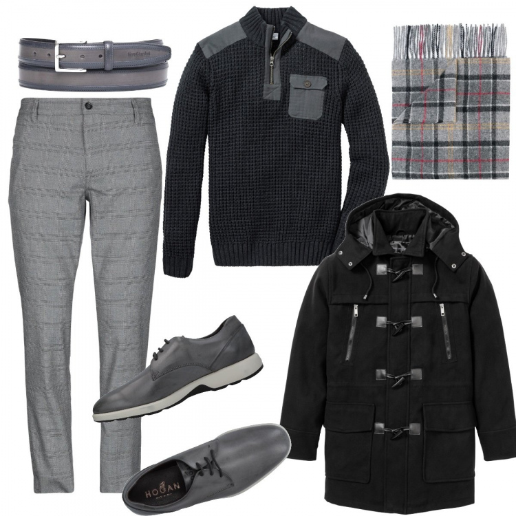 Outfit uomo - Il pantalone a quadri. Stile Business/Elegante per Ufficio. Abbinamento con maglieria, montgomery, scarpe stringate, pantaloni, cinture, sciarpe.