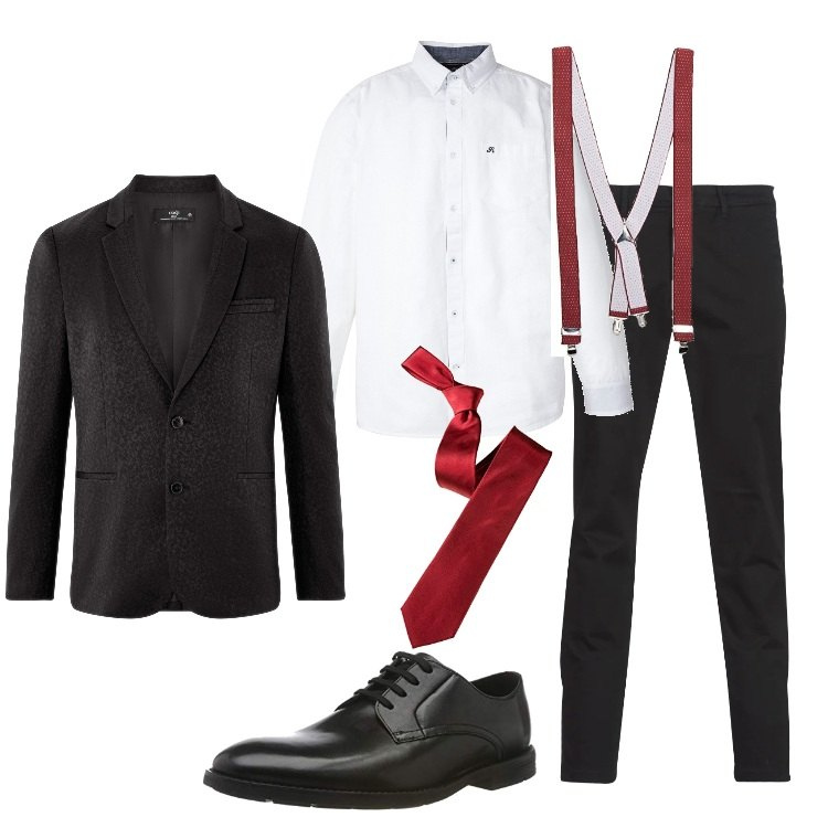 Outfit uomo - Aria di festa. Stile Business/Elegante per Serata speciale. Abbinamento con camicie a manica corta, pantaloni, giacche, scarpe stringate, cravatte, bretelle.