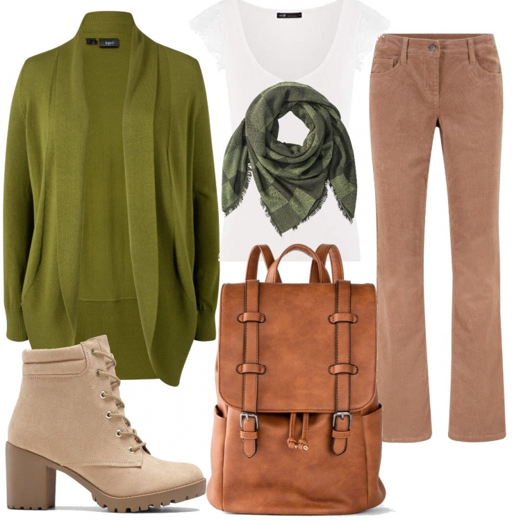 Outfit donna - Il jeans in velluto. Stile Urban per Tutti i giorni. Abbinamento con pantaloni, stivaletti, cardigans, zaini, foulard, top.