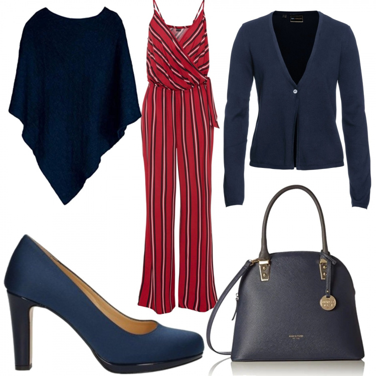 Outfit donna - Jumpsuit red. Stile Sexy per Serata fuori. Abbinamento con cardigans, tute, décolleté, borse a secchiello, cappotti.