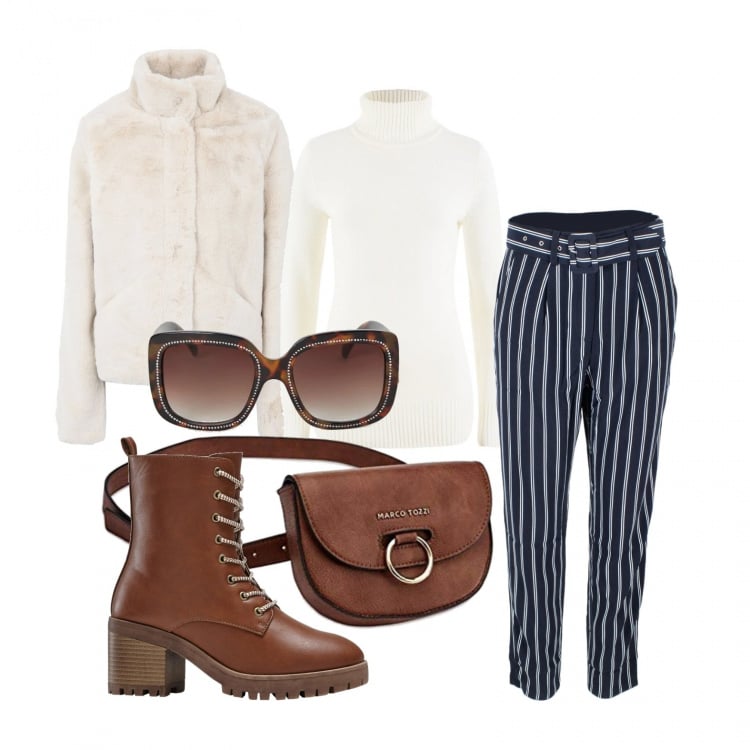 Outfit donna - Semplicissimo...... Stile Basic per Tutti i giorni. Abbinamento con maglieria, maglieria, ecopellicce, pantaloni, borse a mano, occhiali da sole.