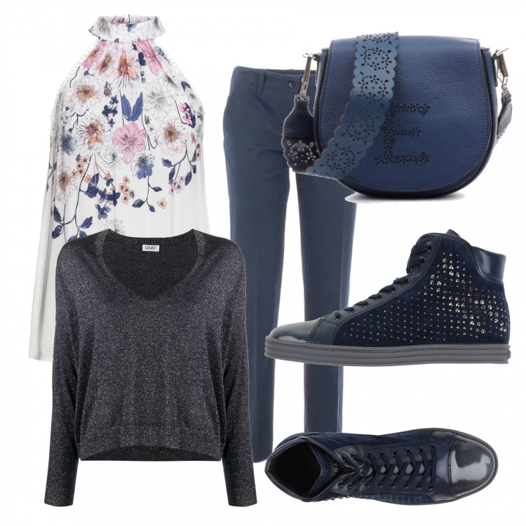Outfit donna - Trendy #84926. Stile Trendy per Tutti i giorni. Abbinamento con top, sneakers alte, borse a tracolla, pantaloni cargo, maglioni.