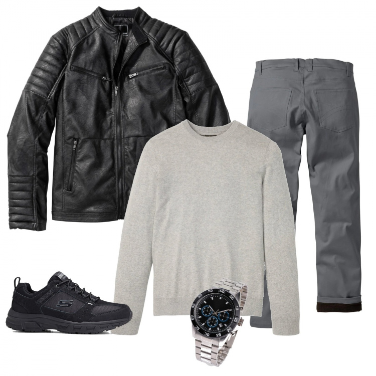Outfit uomo - Total look Bonprix. Stile Casual per Tutti i giorni. Abbinamento con pantaloni, giacche, orologi, maglioni, sneakers.