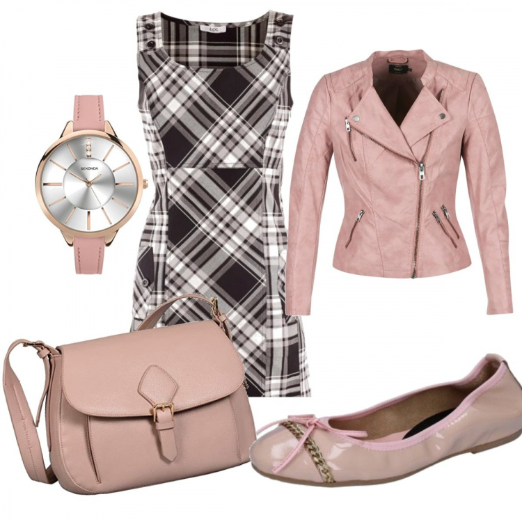 Outfit donna - Trendy #85541. Stile Trendy per Tutti i giorni. Abbinamento con vestiti, giacche, ballerine, borse a spalla, orologi.
