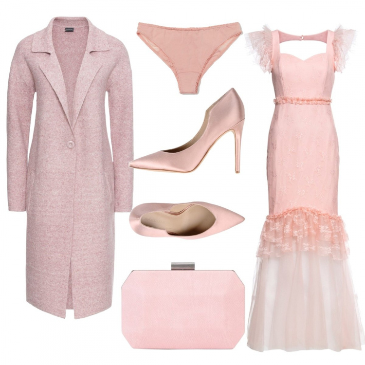 Outfit donna - Chic #46753. Stile Chic per Cerimonia. Abbinamento con cappotti, vestiti, décolleté, borse a mano, slip.