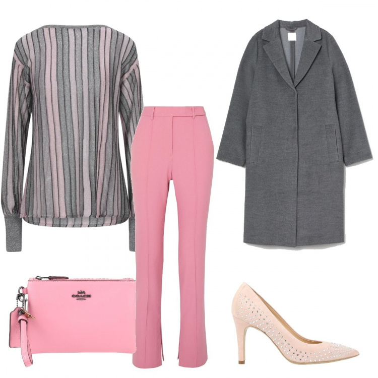 Outfit mujer - Vuelta al trabajo. Estilo Urban para Oficina. Combinación con bolsos de mano, pantalones, jerséis, abrigos, salones.