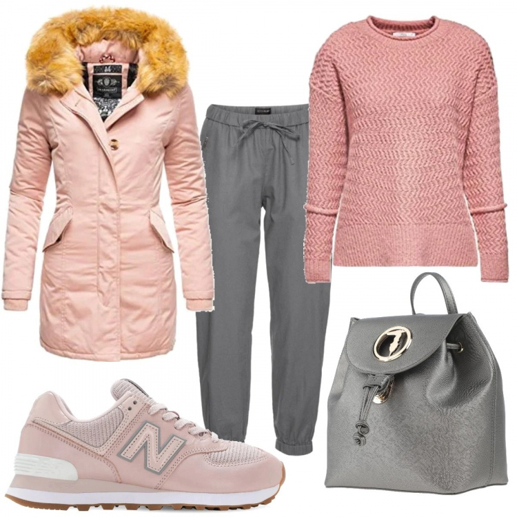 Outfit donna - Tutti i giorni. Stile Basic per Tutti i giorni. Abbinamento con pantaloni, zaini, parka, maglioni, sneakers.