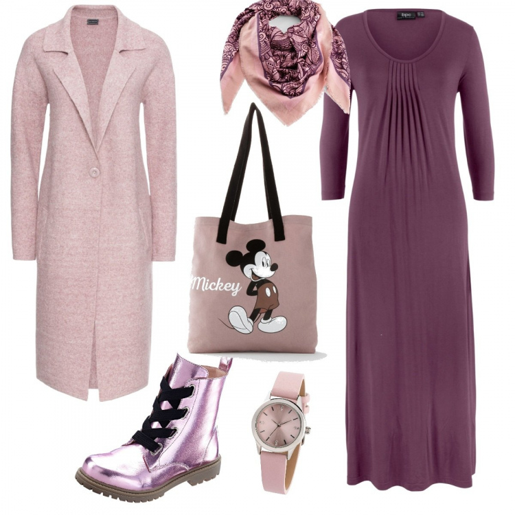 Outfit donna - Bonprix black week. Stile Trendy per Tutti i giorni. Abbinamento con cappotti, vestiti lunghi, stivaletti, shopping bag, scialli, orologi.